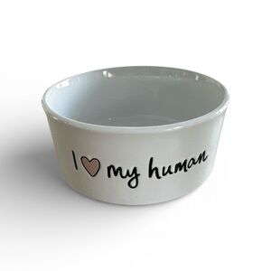 Eccolo Dayna Lee collection I love my human ceramic pet food dish NWOT